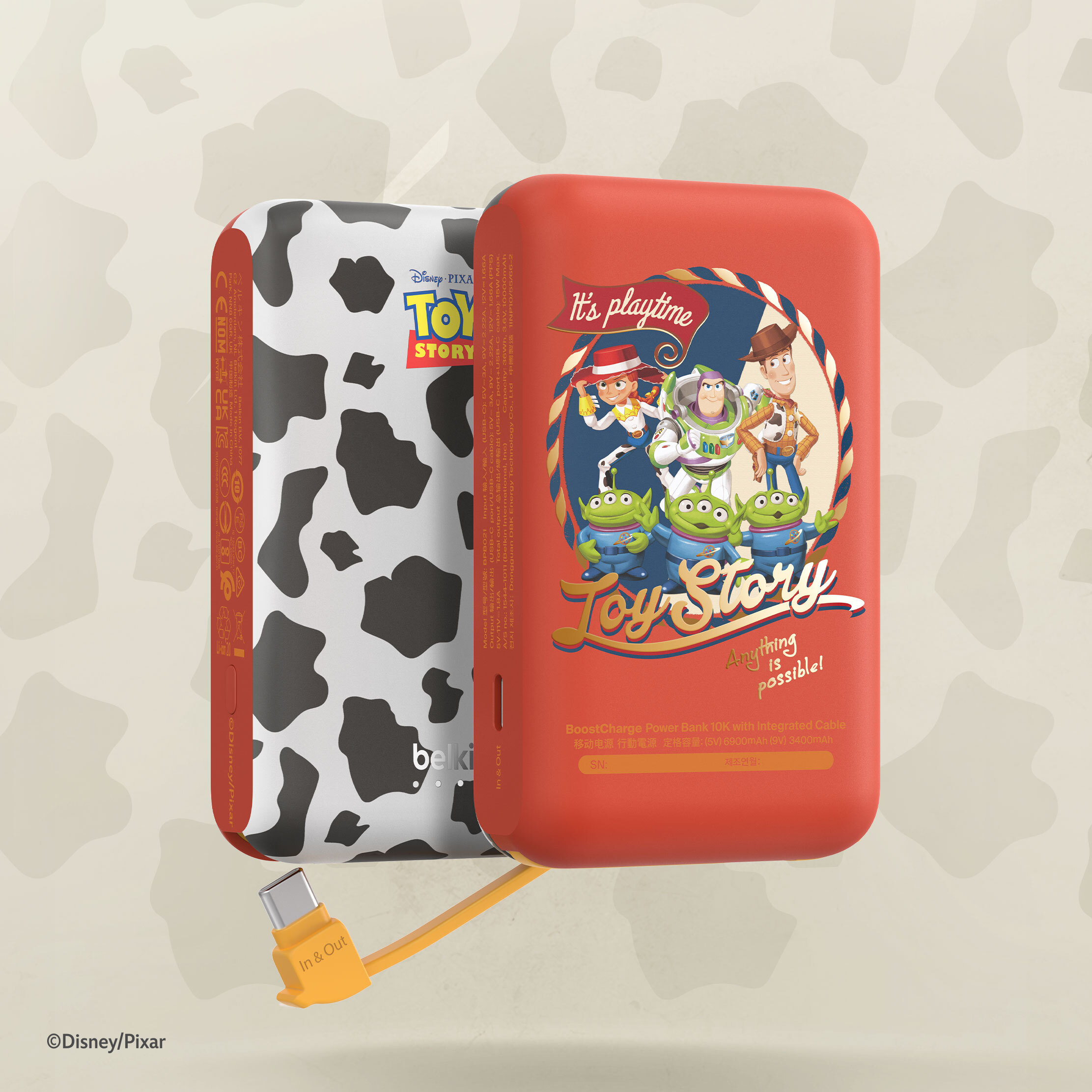 BoostCharge 便攜式行動電源 10K + 內置 USB-C 充電線 (反斗奇兵, 迪士尼系列)