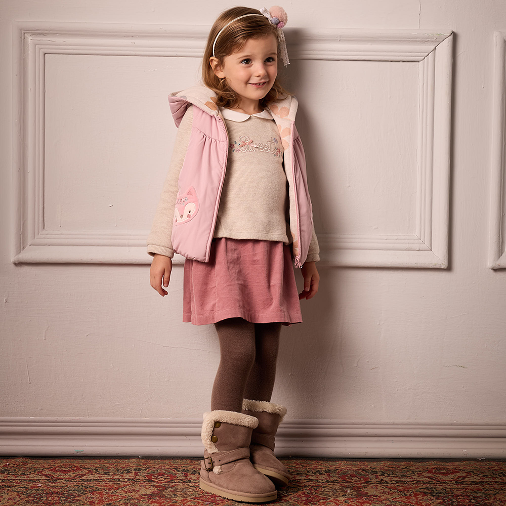 PIPPY 可愛小狐狸耳造型連帽雙面鋪棉背心 粉