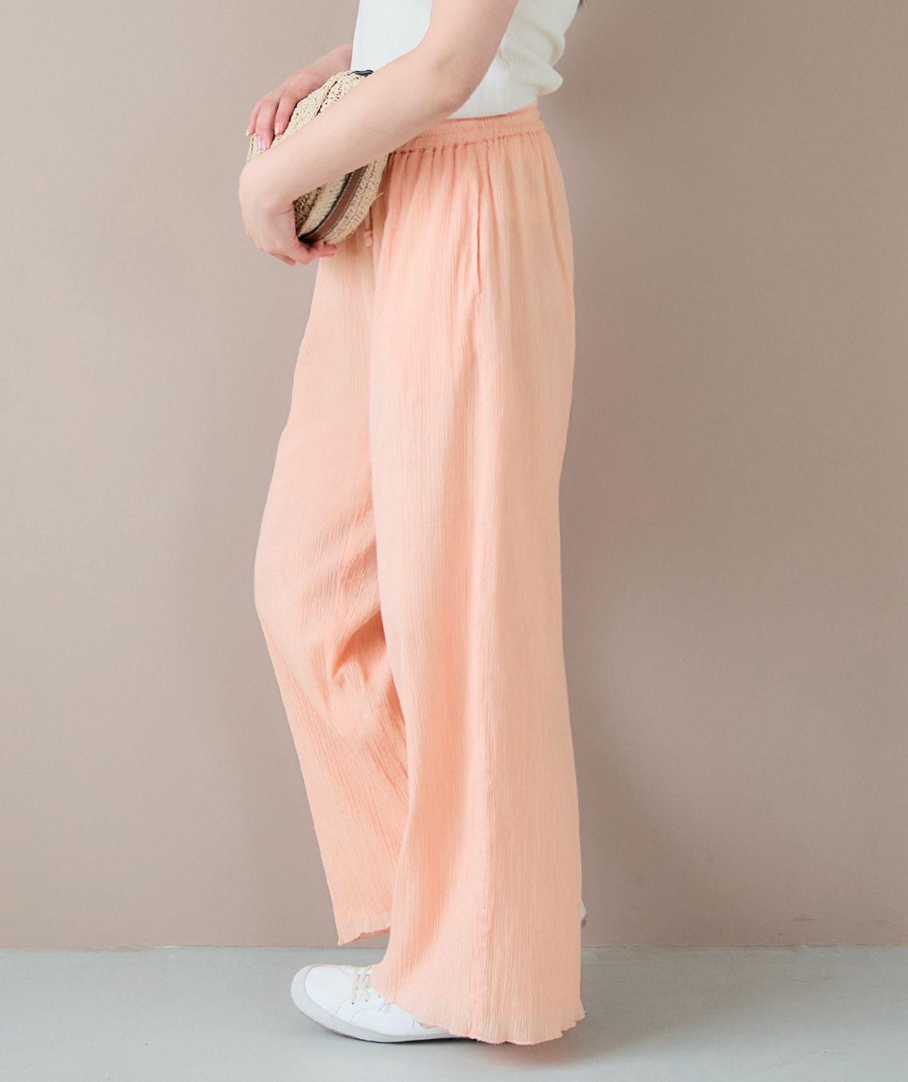 【預購】JN091001 coca 輕薄棉質柳紋休閒褲