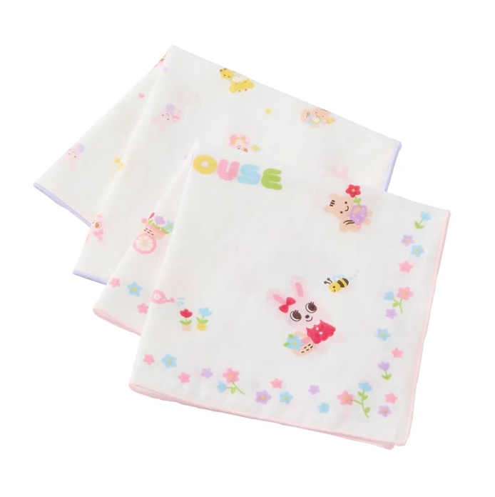 雙層印花紗布手帕(二件組)-舞颯兔寶寶