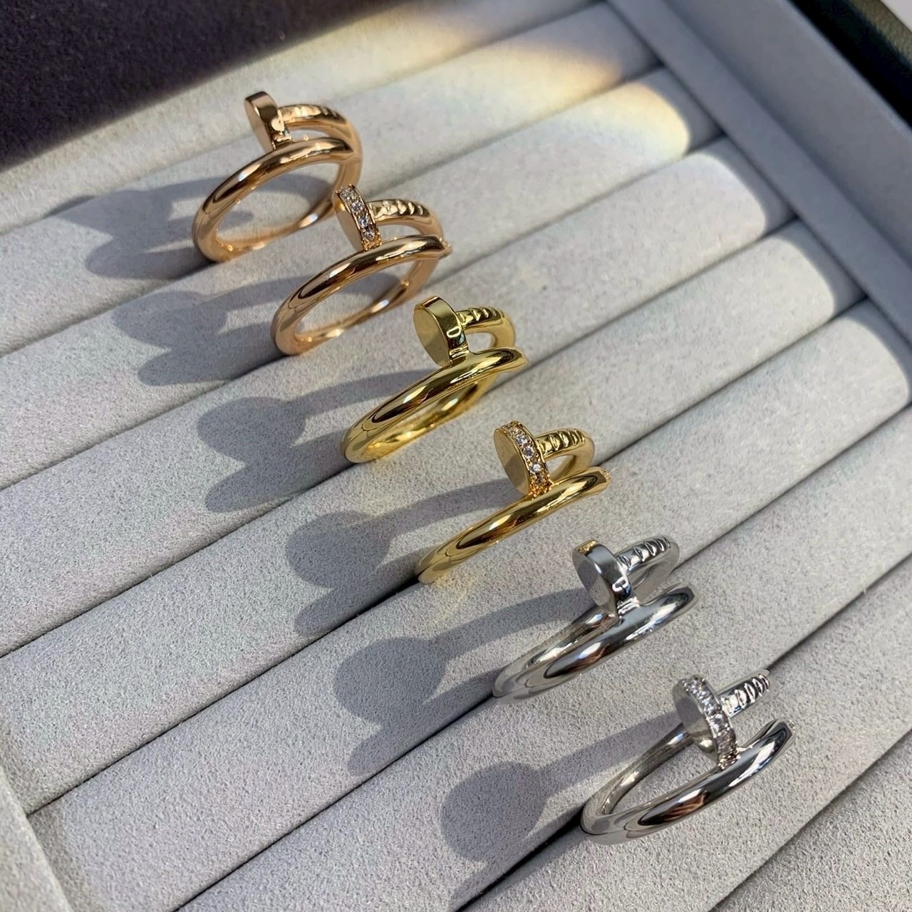 18k ct經典細版釘子’頭尾鑽/無鑽高奢定製實口戒