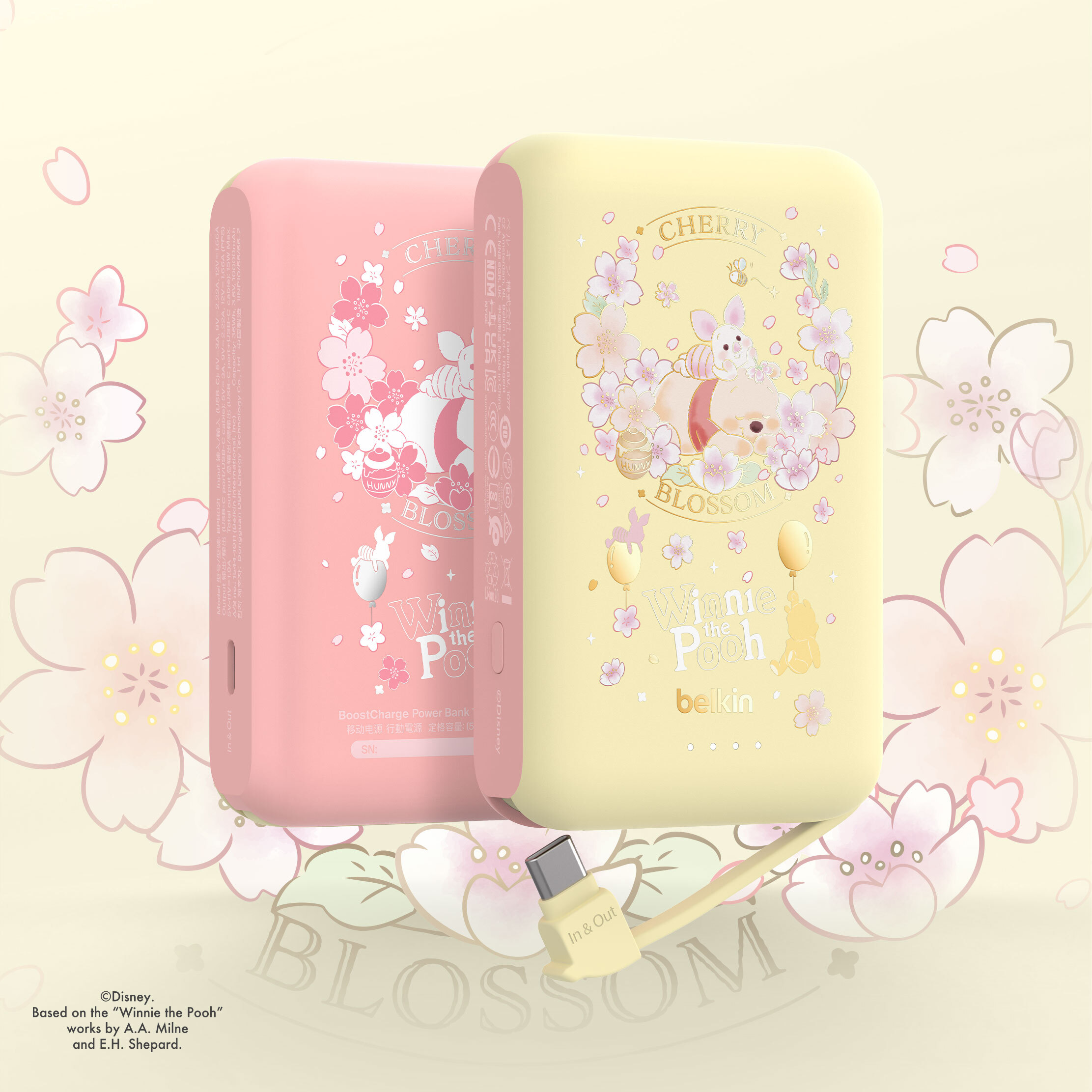 BoostCharge 便攜式行動電源 10K + 內置 USB-C 充電線 (小熊維尼, 迪士尼系列)