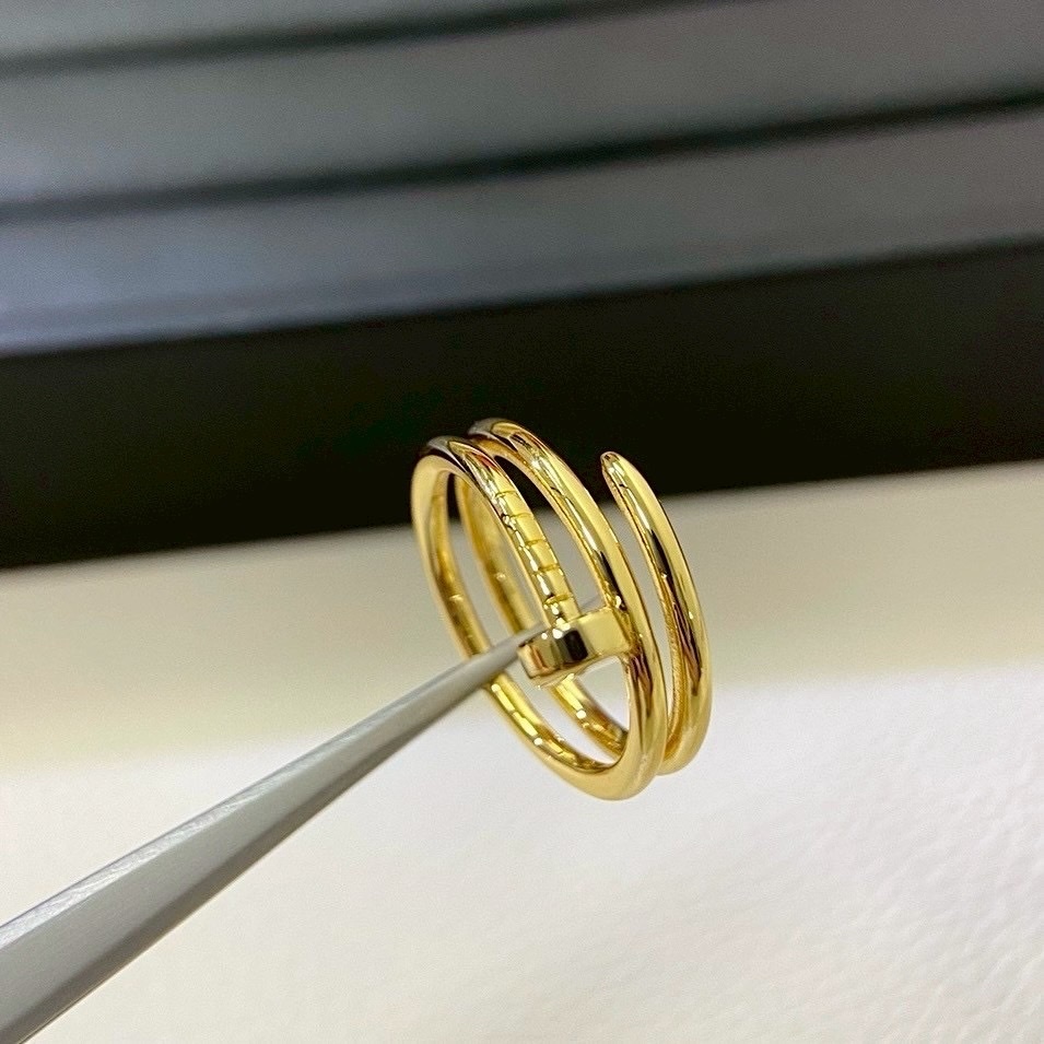 18k"ct經典光面無鑽雙圈釘子"高奢定製戒