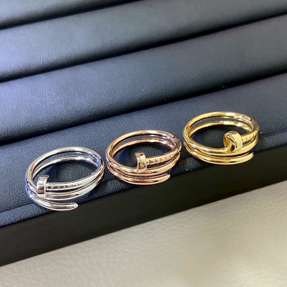 18k"ct經典光面無鑽雙圈釘子"高奢定製戒