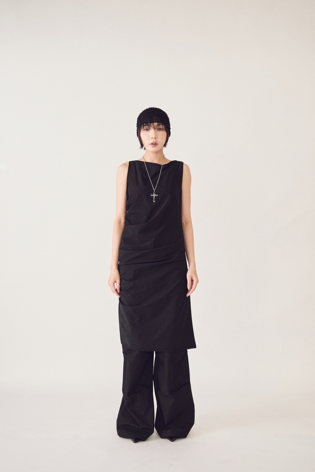 質感層次修身背心洋裝