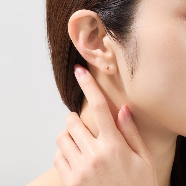 【me.luxe】K10月亮鑲耳環_茶晶/坦桑石