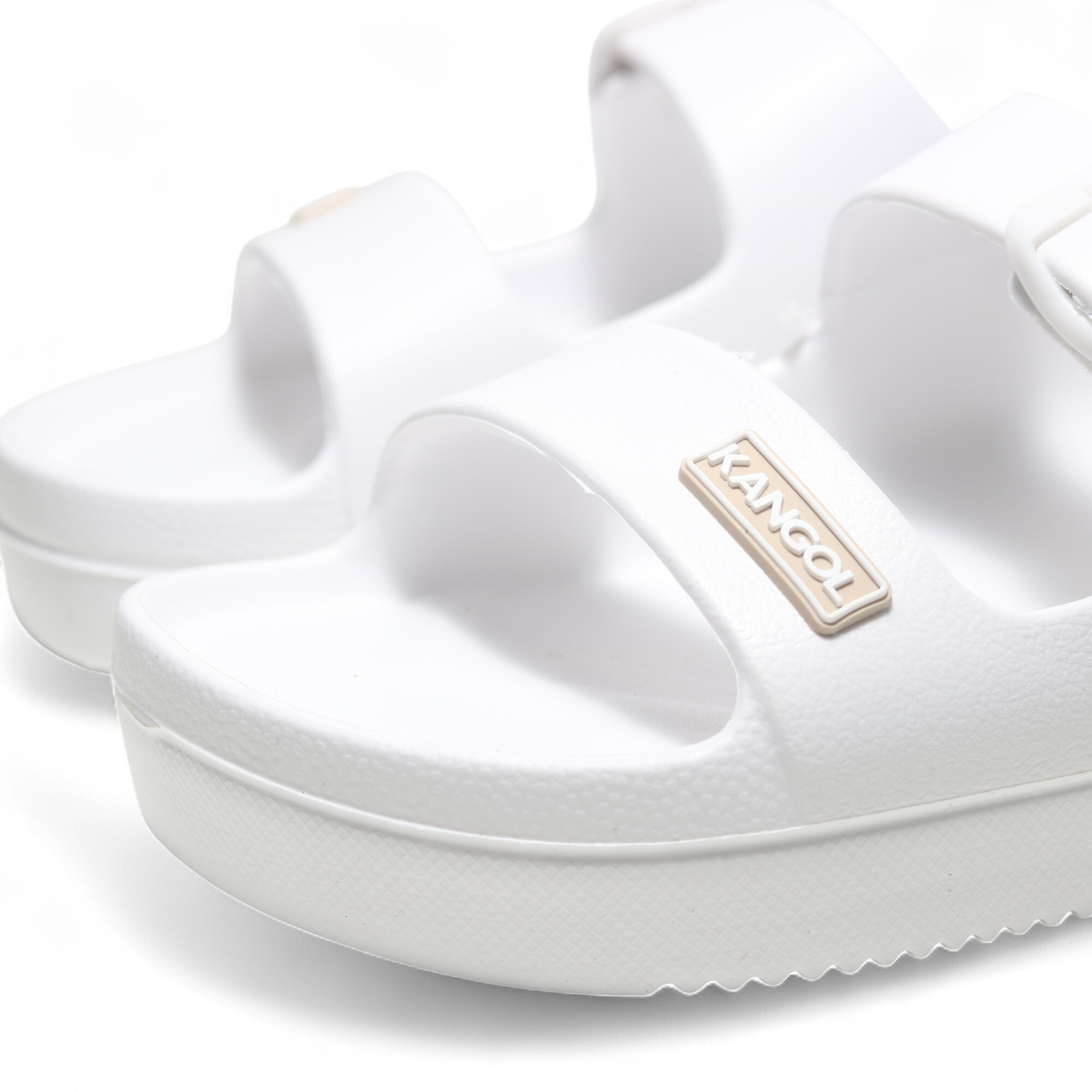KANGOL 拖鞋 白色 防水 勃肯 厚底 涼拖鞋 女 6522162100