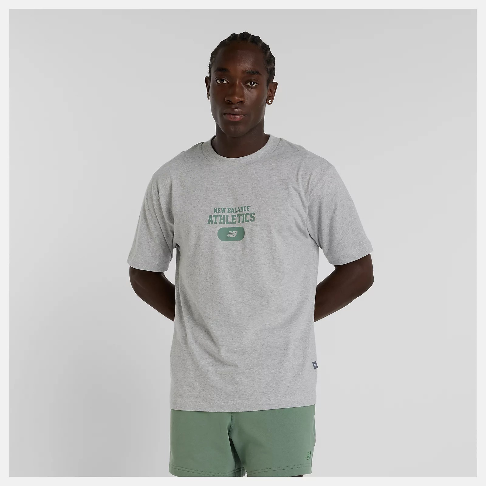 NEW BALANCE 短T NB 灰色 美式LOGO 短袖 上衣 男 MT51527AG
