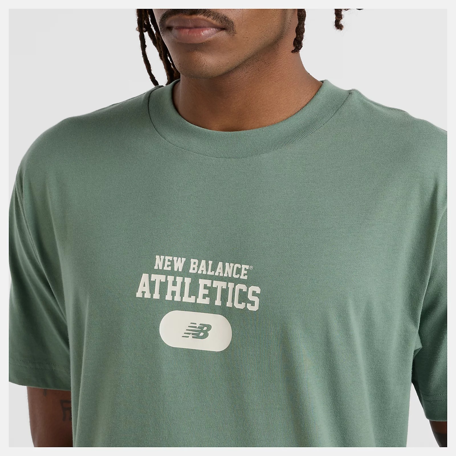 NEW BALANCE 短T NB 綠色 美式LOGO 短袖 上衣 男 MT51527DKJ