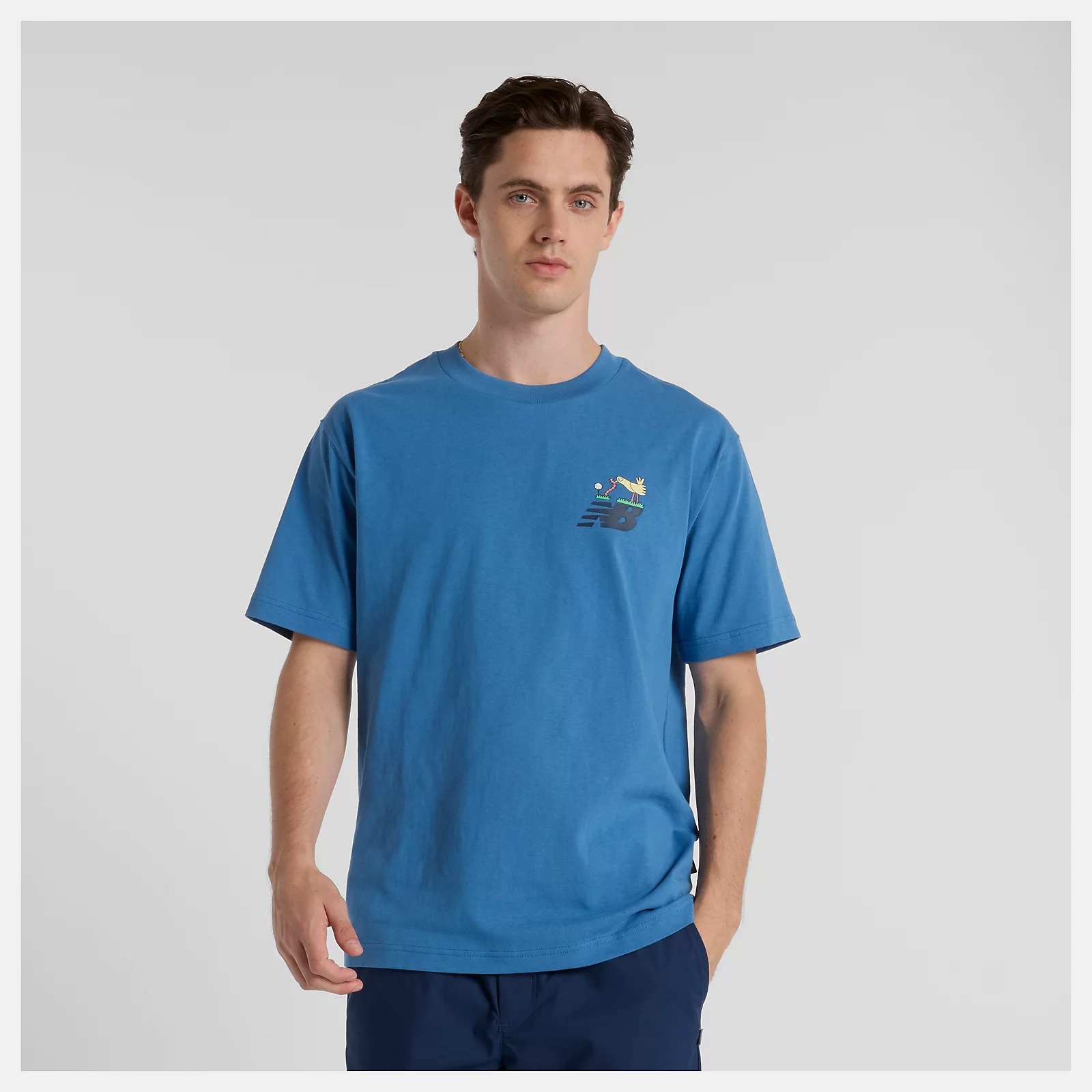 NEW BALANCE 短T NB 藍色 插畫 高爾夫 短袖 男 MT51904SET