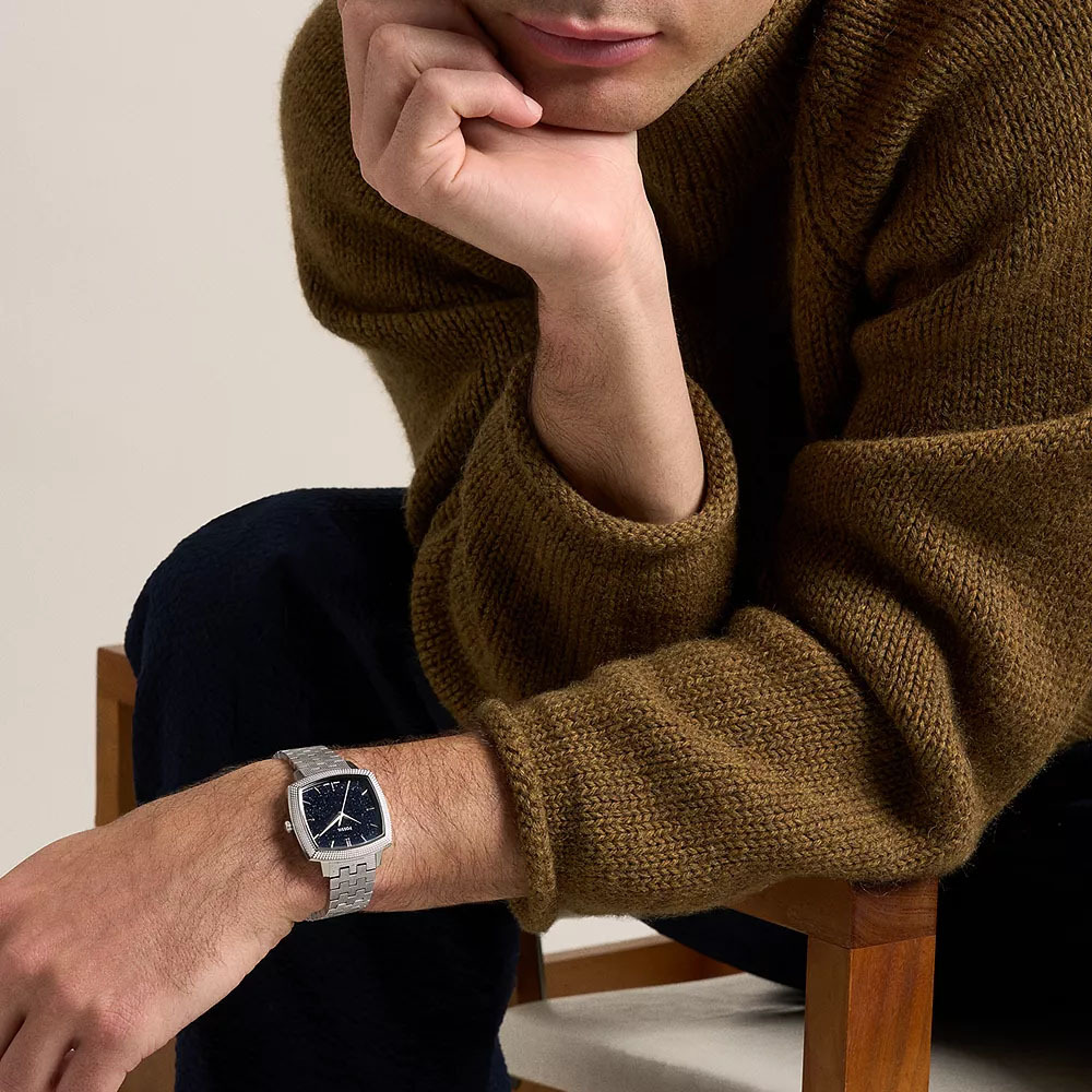 Nick Jonas 聯名系列 復刻回憶星砂銀三針手錶 銀色不鏽鋼 37 MM LE1216