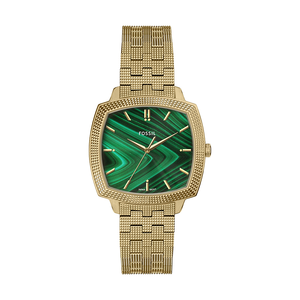 Nick Jonas 聯名系列 復刻回憶孔雀石金三針手錶 金色不鏽鋼 37 MM LE1217