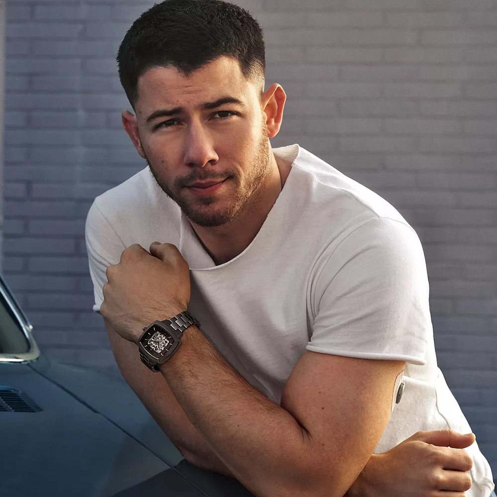 Nick Jonas 聯名系列 進化未來閃耀機械鏤空手錶 暗灰色不鏽鋼 40 MM LE1219