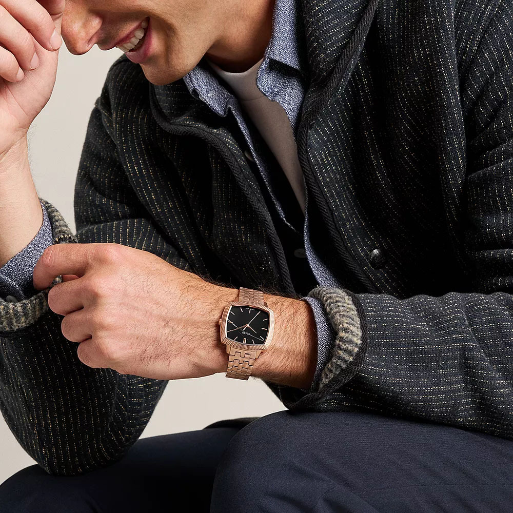 Nick Jonas 聯名系列 復刻回憶大理石玫瑰金手錶 玫瑰金色不鏽鋼 37 MM LE1226