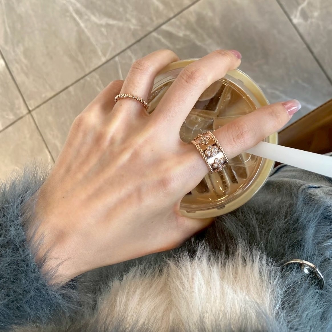 18k va”四葉草滿鑽萬花筒寬戒”高奢定製