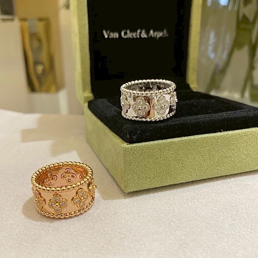 18k va”四葉草滿鑽萬花筒寬戒”高奢定製