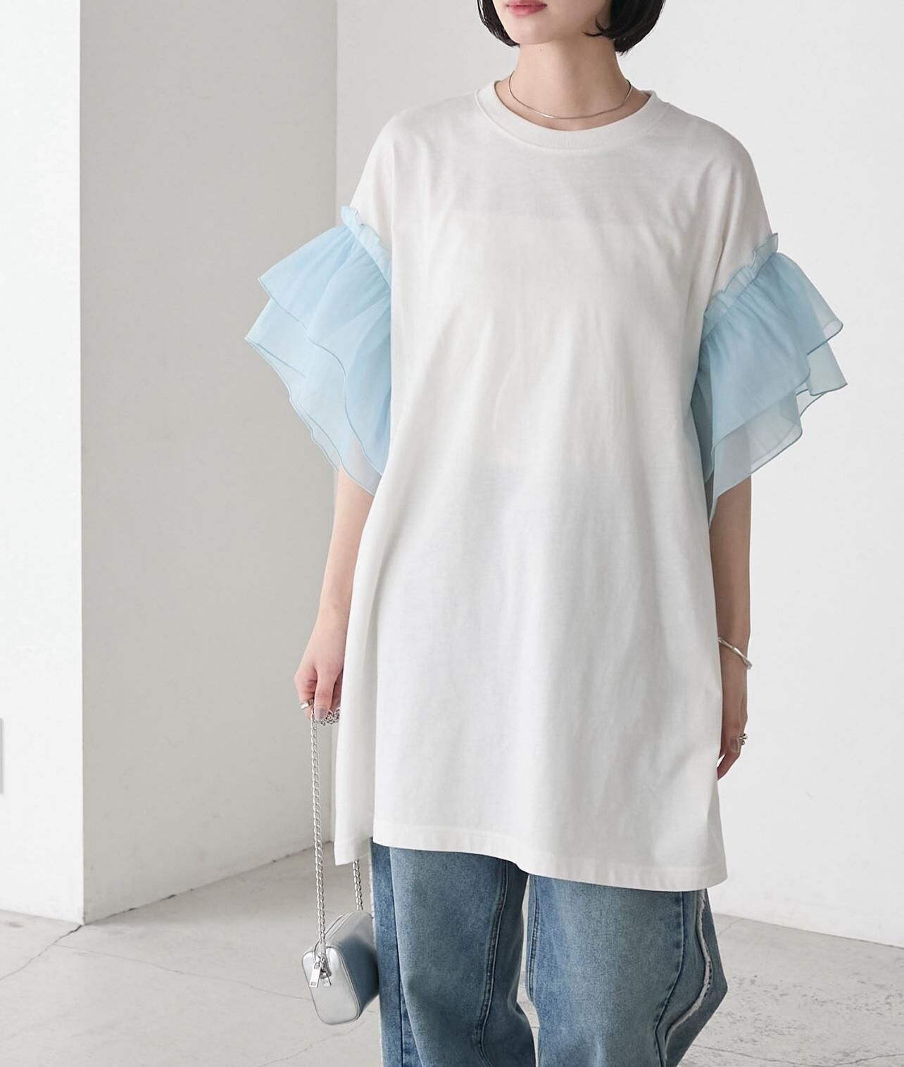 【預購】JN091008 forksy. 透明荷葉袖寬鬆上衣(FREE SIZE)