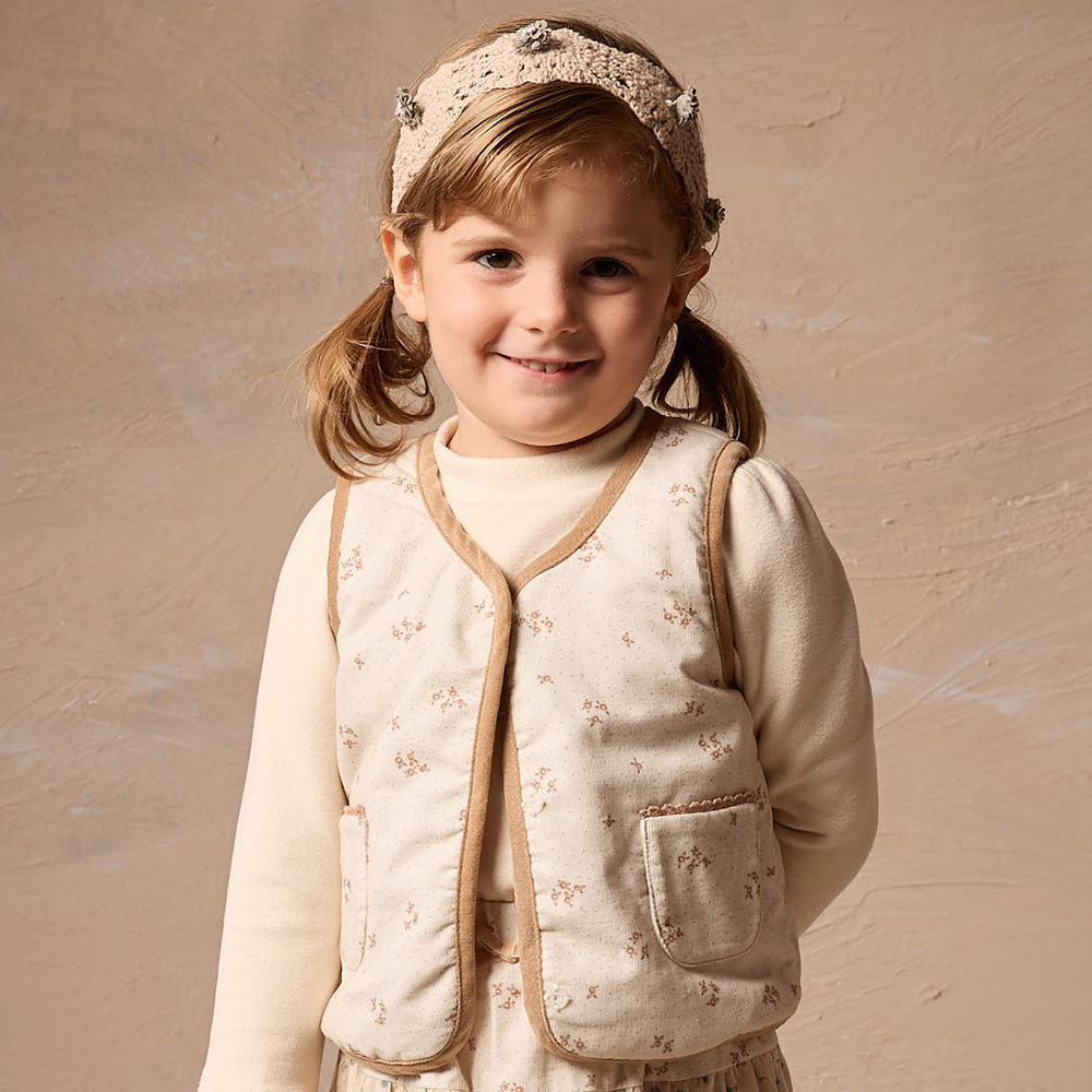 PIPPY 優雅小花純棉馬甲背心 卡其