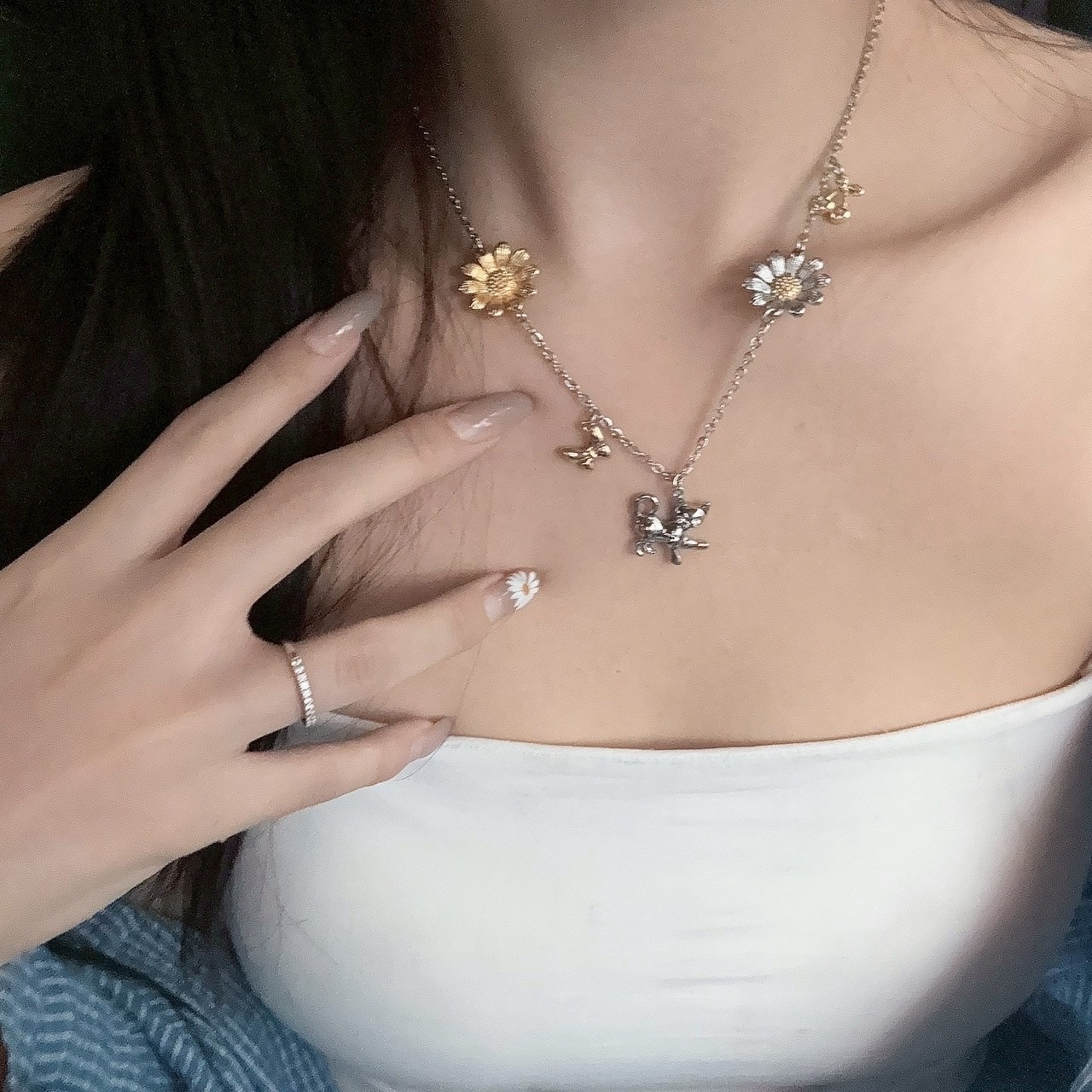 Gy”chic GD雛菊小貓貓重工定製墜項鍊