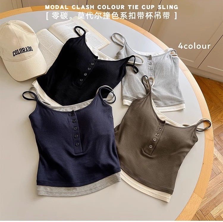 10125 假兩件紐扣背心(罩杯)