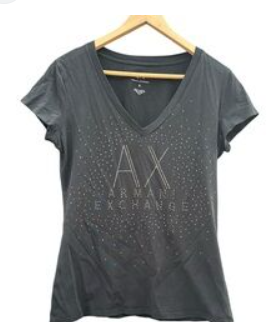 [S] ARMANI EXCHANGE BEADED LOGO T-SHIRT,NAVY, 7VYT94YJBCZ-1510 [FINAL SALE] (SAX46)