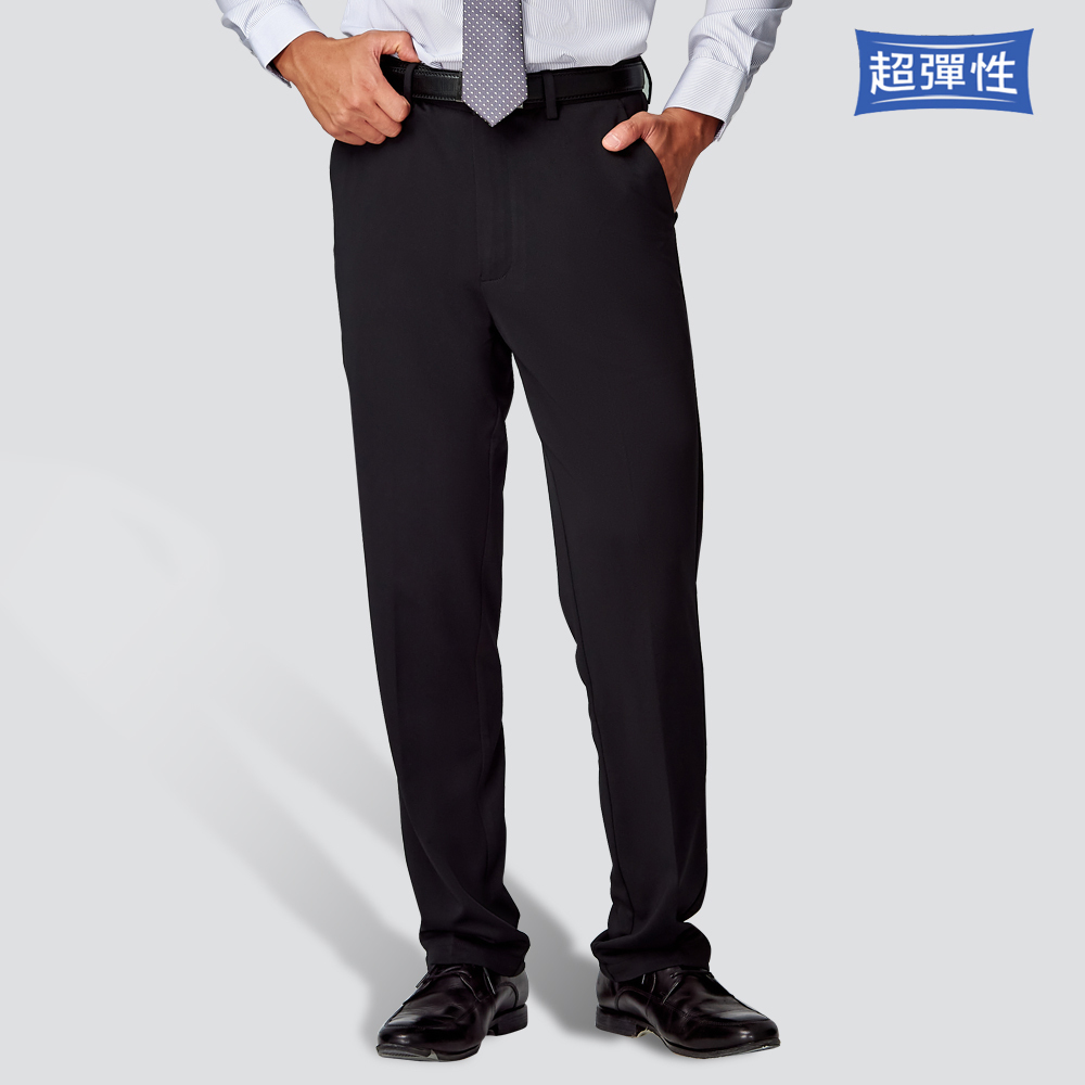 特級彈性平面西裝褲-黑