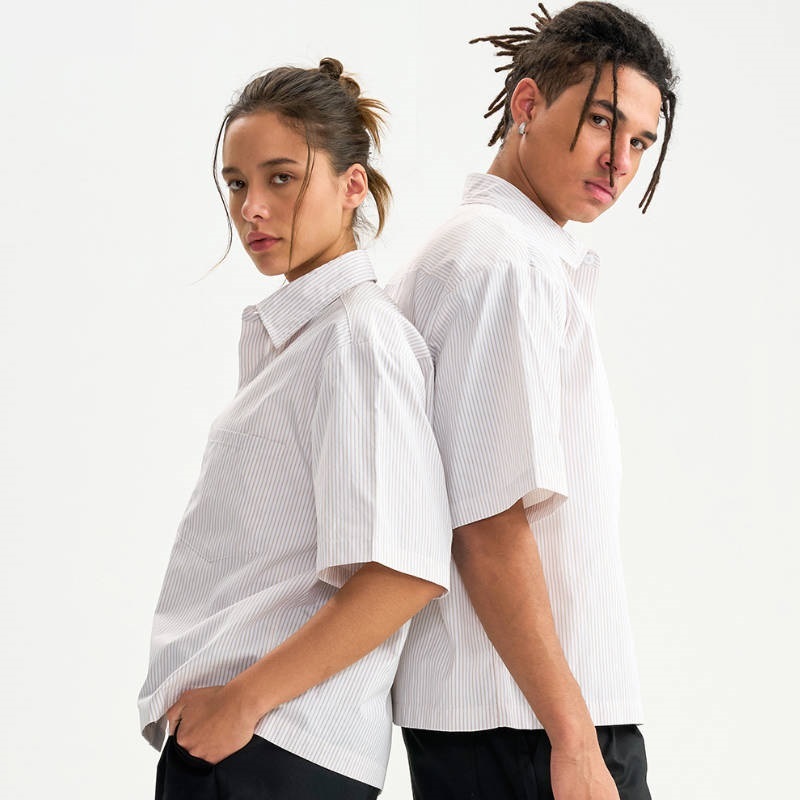 (現貨不用等!) 歐美潮流最新寬短條紋夏季短袖襯衫