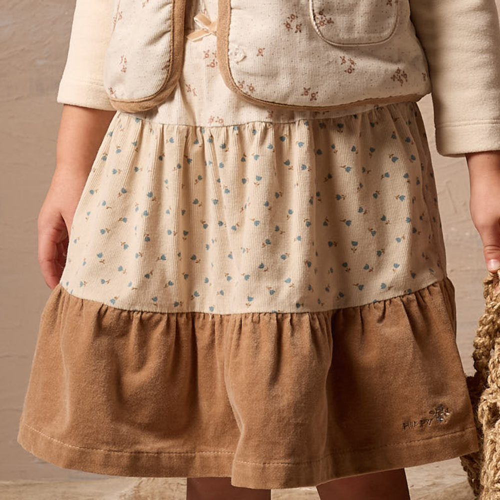 PIPPY  浪漫拼接A字蛋糕裙 棕