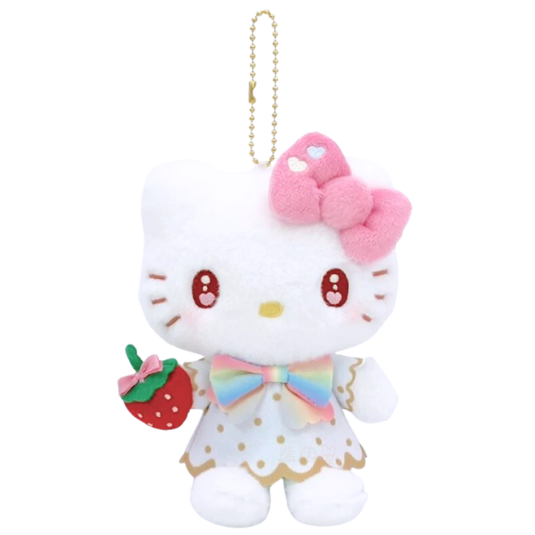 草莓新聞50週年彩虹款Hello Kitty毛公仔掛飾吊飾