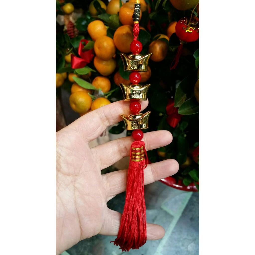 【台灣現貨速發】年貨春節中國結--簍空金球//金元三寶掛飾