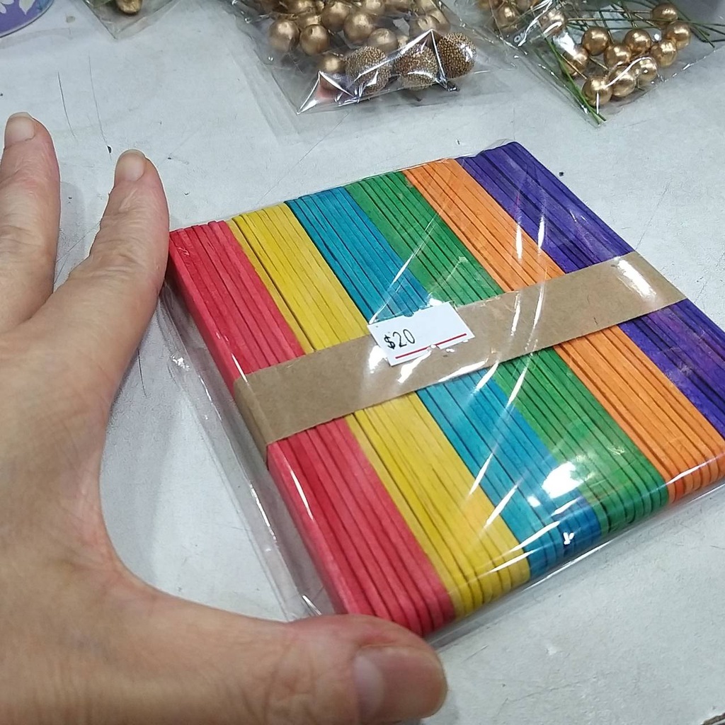 【台灣現貨速發】彩色木棒 扁木棍 冰棒 婚禮小物手做 手作材料