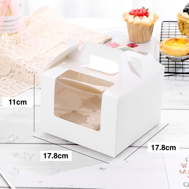 【台灣現貨速發】手提開窗西點盒 禮物盒 蛋塔盒 甜點盒 杯子蛋糕 蛋糕盒 馬芬盒