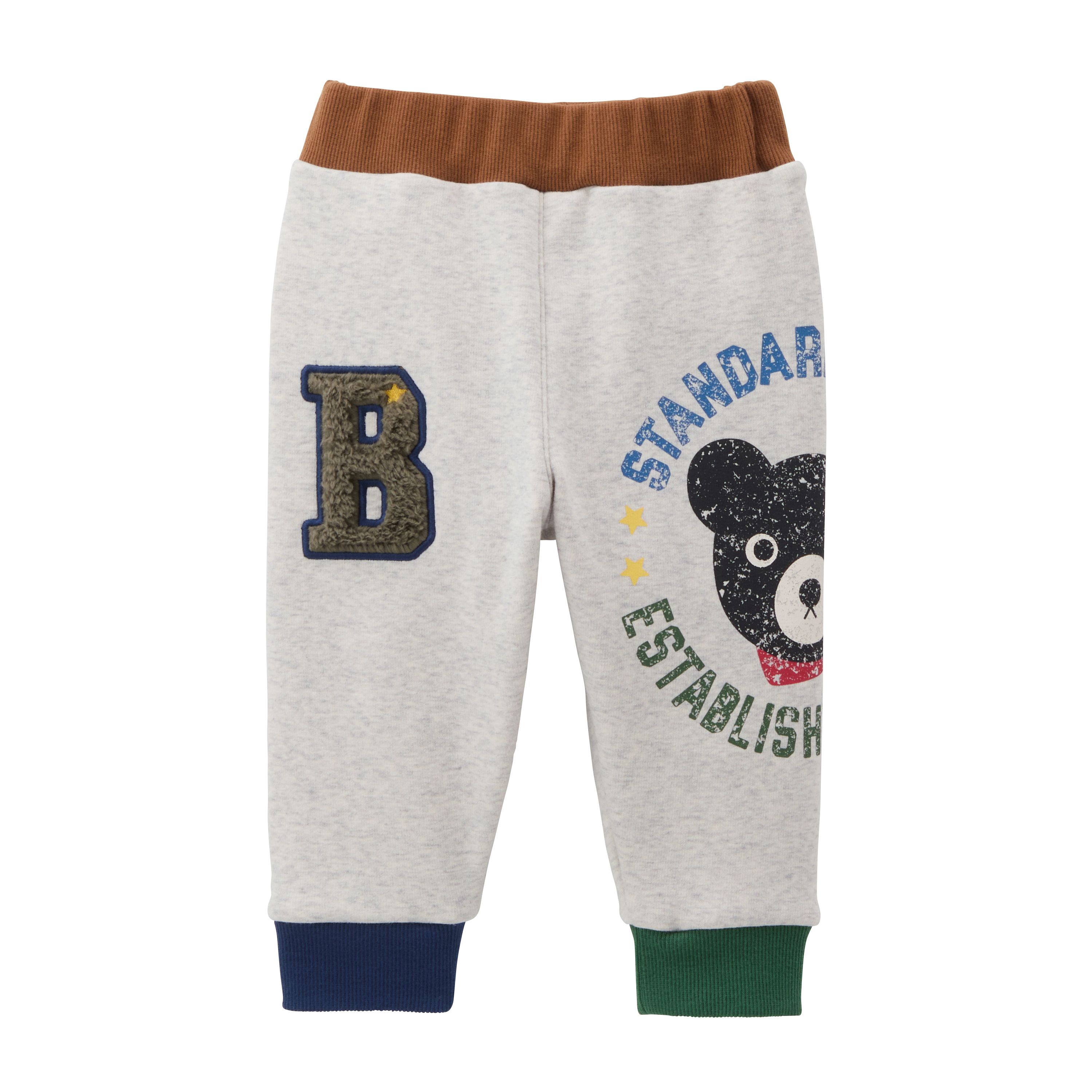 DOUBLE_B 做舊印花長絨毛保暖褲-灰色