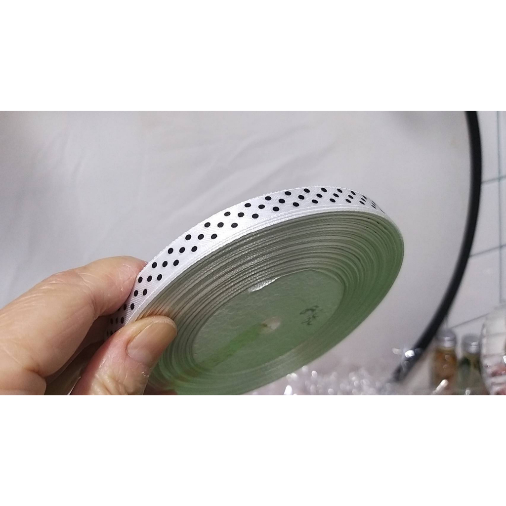 【台灣現貨速發】1公分點點秀士緞帶｜1捲50碼 ｜緞帶 秀士緞帶 包裝材料