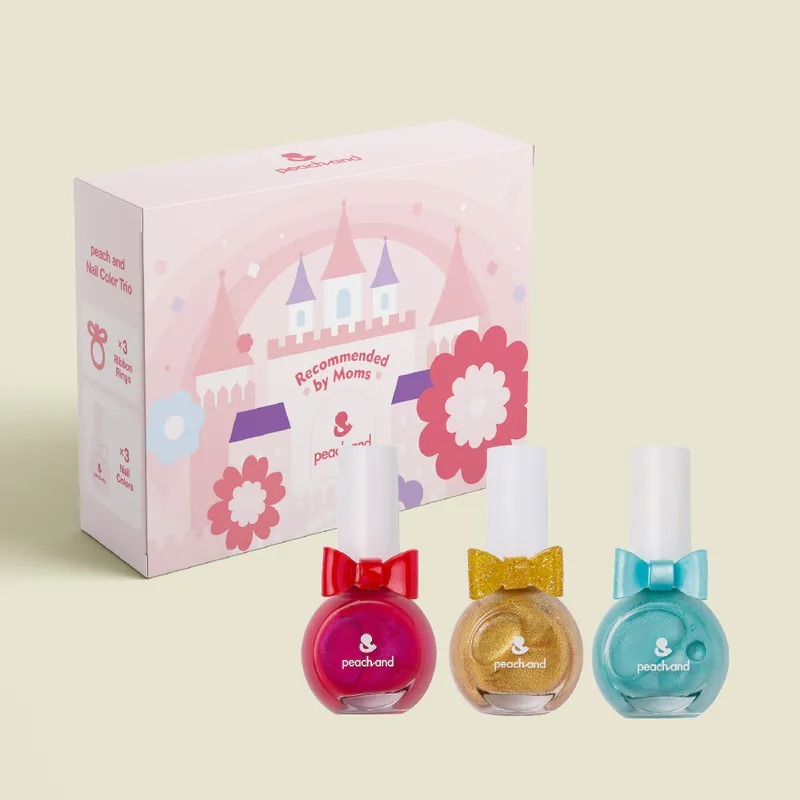 peachand 兒童水溶性指甲油(附戒指)3入組-翻糖蛋糕