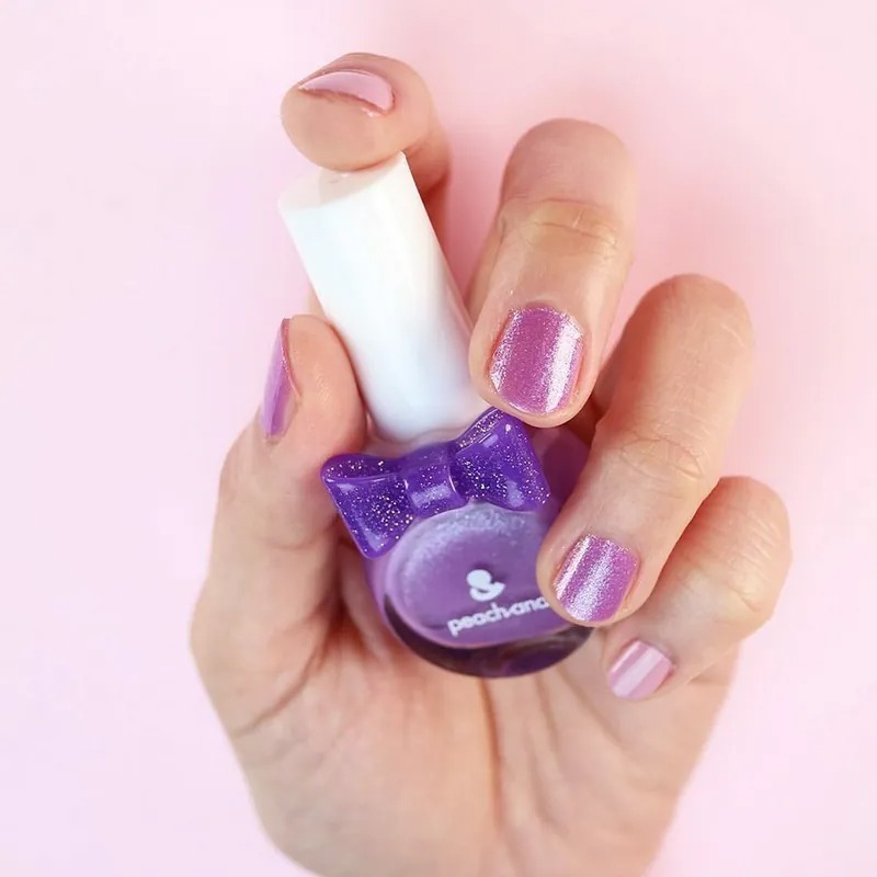 peachand 兒童安全水溶性蝴蝶結指甲油(附戒指) 蘇菲亞夢幻紫 #81