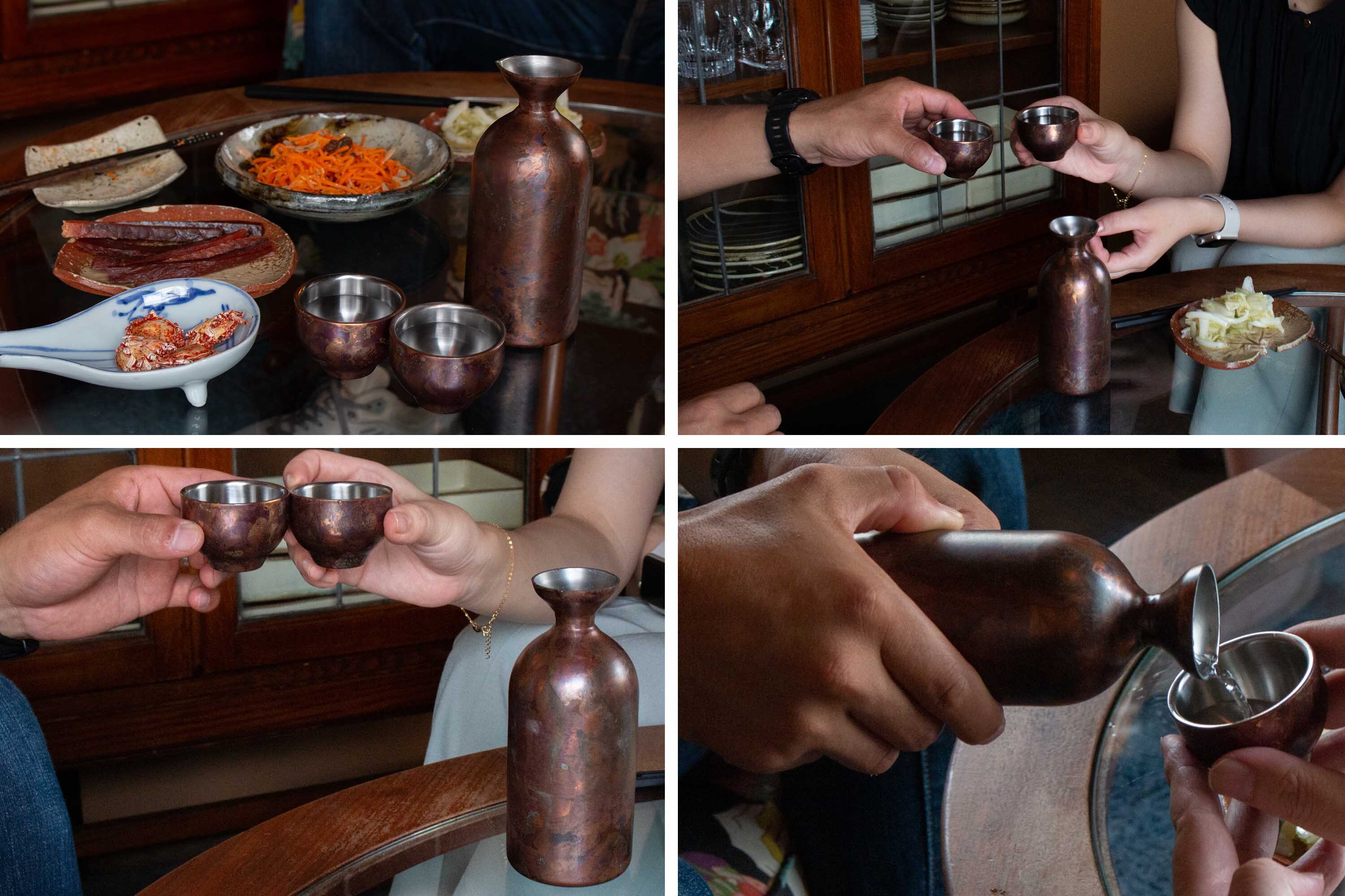 用於盛裝日本茶或清酒飲料用的璀璨紅色造型不鏽鋼材質50ml雙層保溫杯