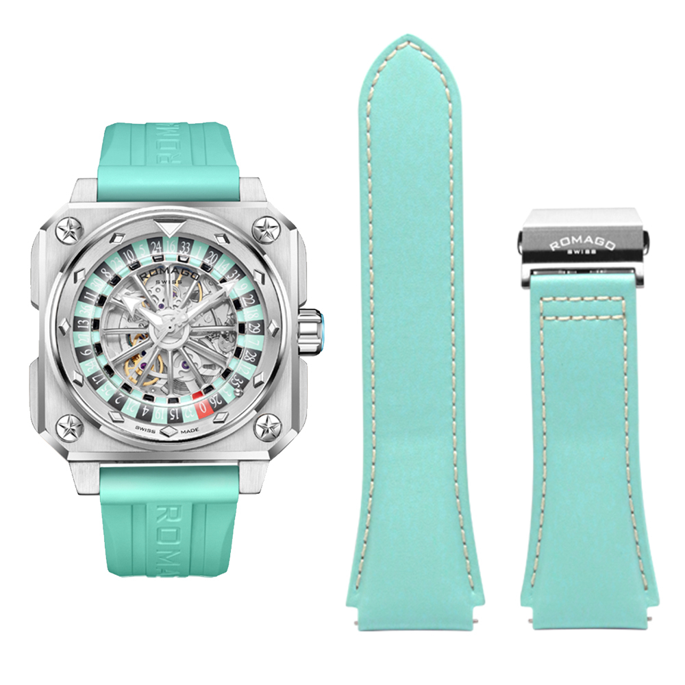 【ROMAGO 雷米格】 帝霸系列 RM085-0557PL 限量 瑞士製造 機械 雙面鏤空 輪盤 幻彩 手錶