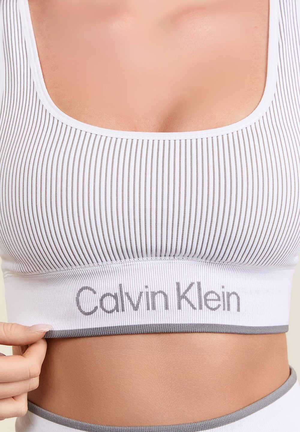 [S] CALVIN KLEIN WHITE LOGO SPORTS BRA, SP40606402-404F220540 (SCK715)