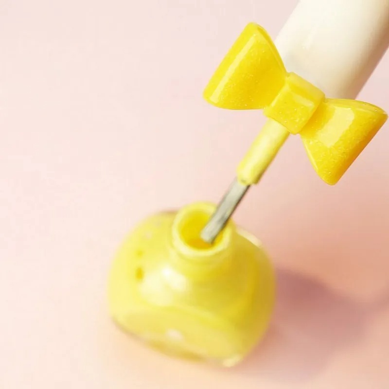 peachand 兒童安全水溶性蝴蝶結指甲油(附戒指) 貝兒美女黃 #11