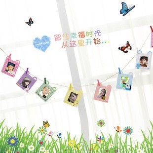 【台灣現貨速發】生日派對用品個性創意卡通聚會--照片牆畫册相框掛旗 手工卡通畫框兒童派對装飾