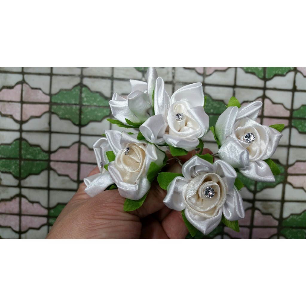 【台灣現貨速發】五角布花 鑲鑽布花【特價出清】一把6朵24元｜編號C02---403號