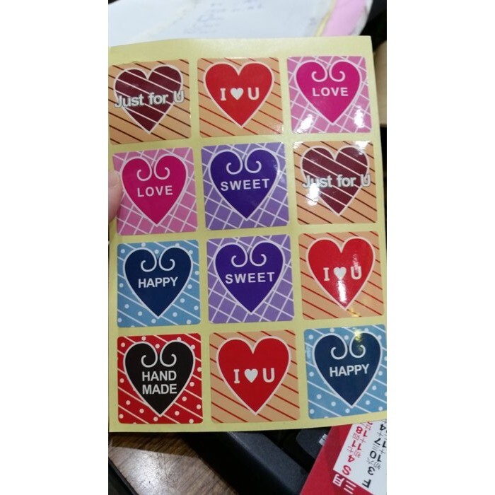 【台灣現貨速發】材料王批發-編號E167 ---I LOVE  You正方貼紙