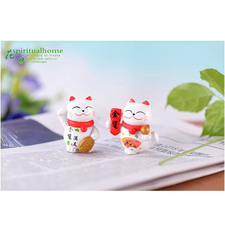 【台灣現貨速發】招財貓  櫃台裝飾｜公仔 多肉植物 迷你園藝 盆栽裝飾 微景觀擺件 造景裝飾公仔