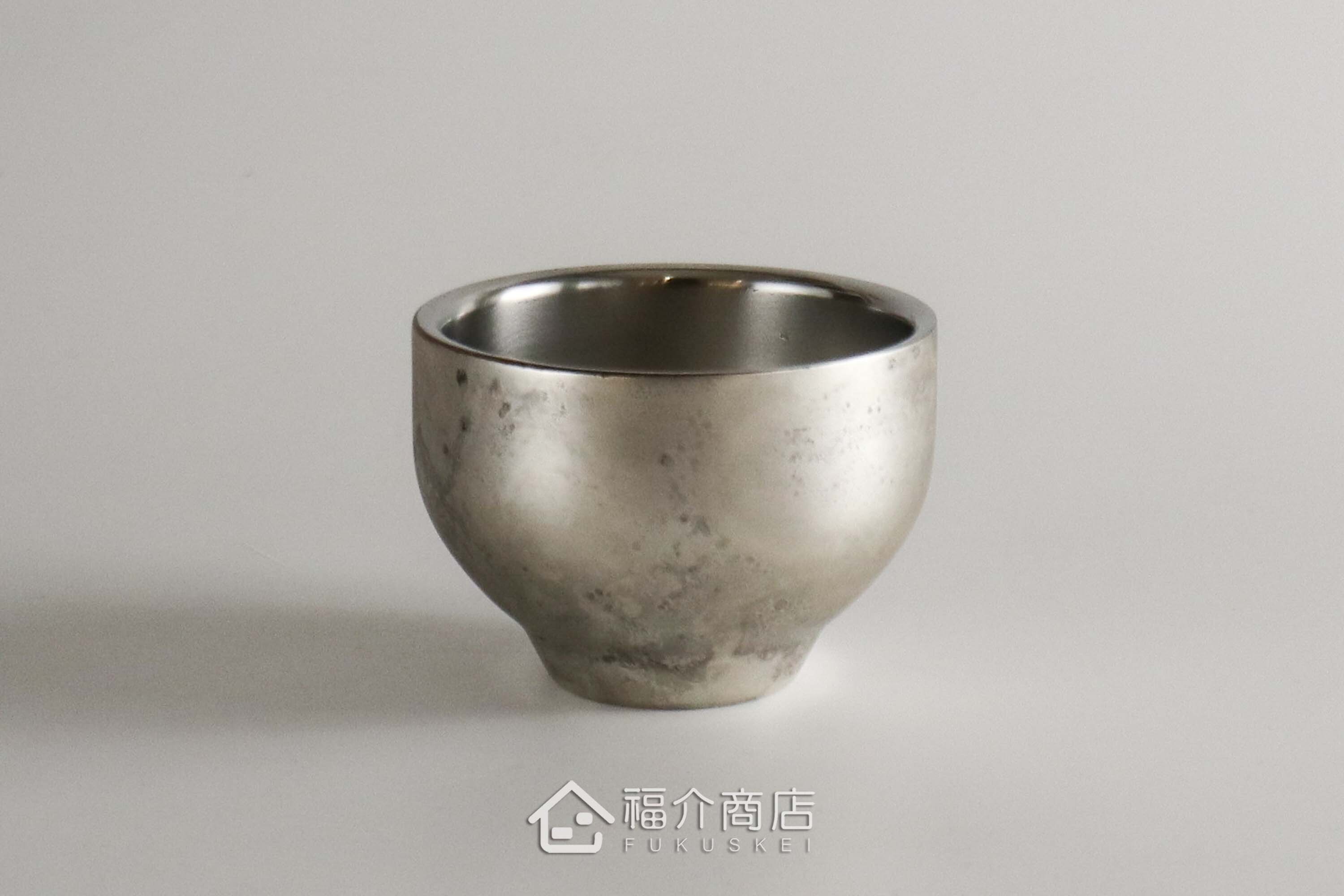 用於盛裝日本茶或清酒飲料用的古董銀造型不鏽鋼材質50ml雙層保溫杯