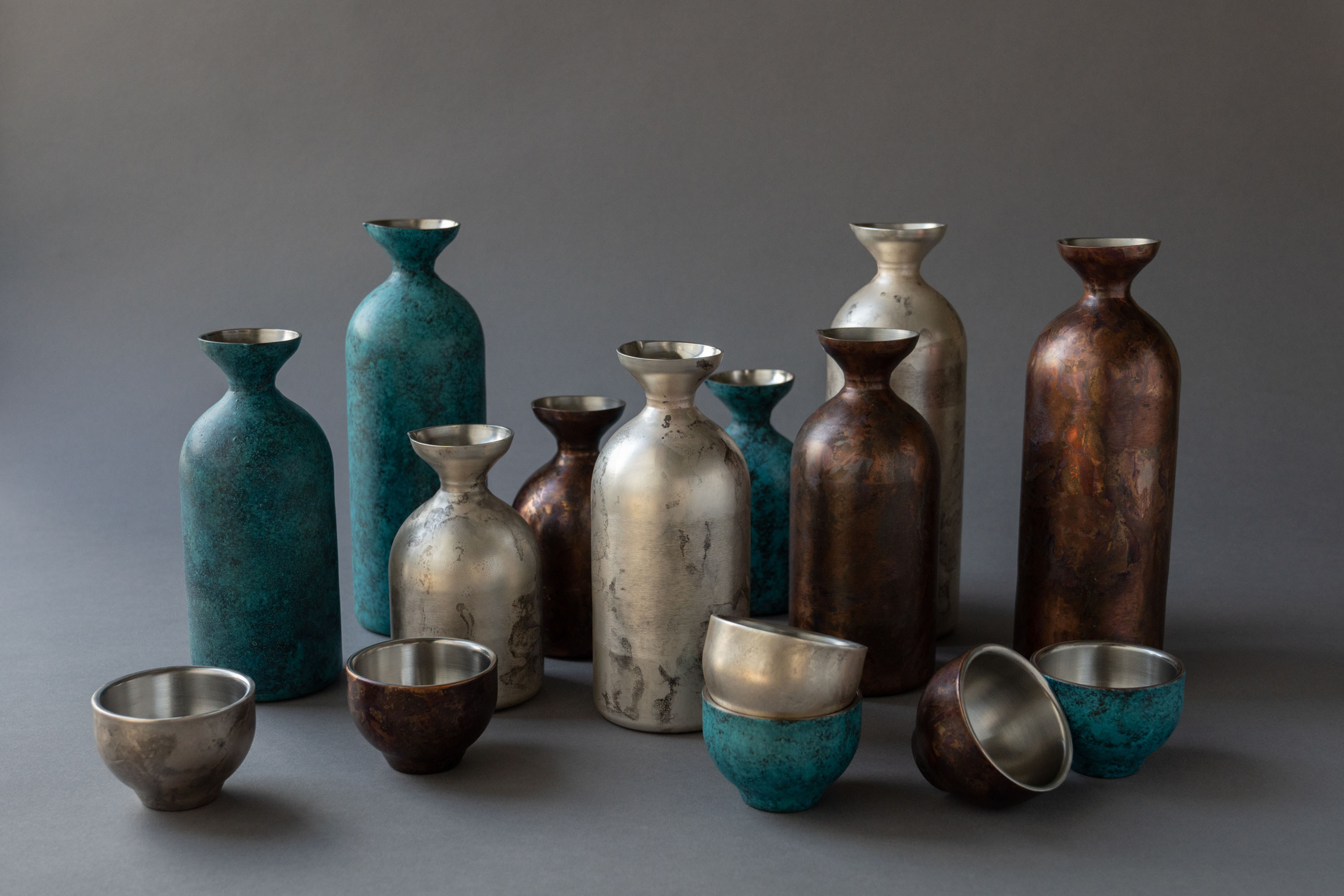 用於盛裝日本茶或清酒飲料用的古董銀造型不鏽鋼材質50ml雙層保溫杯