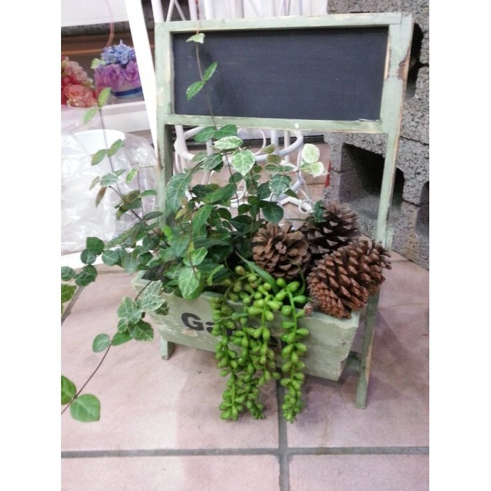【台灣現貨速發】黑板小木槽 布置擺設 鄉村風 木製花架