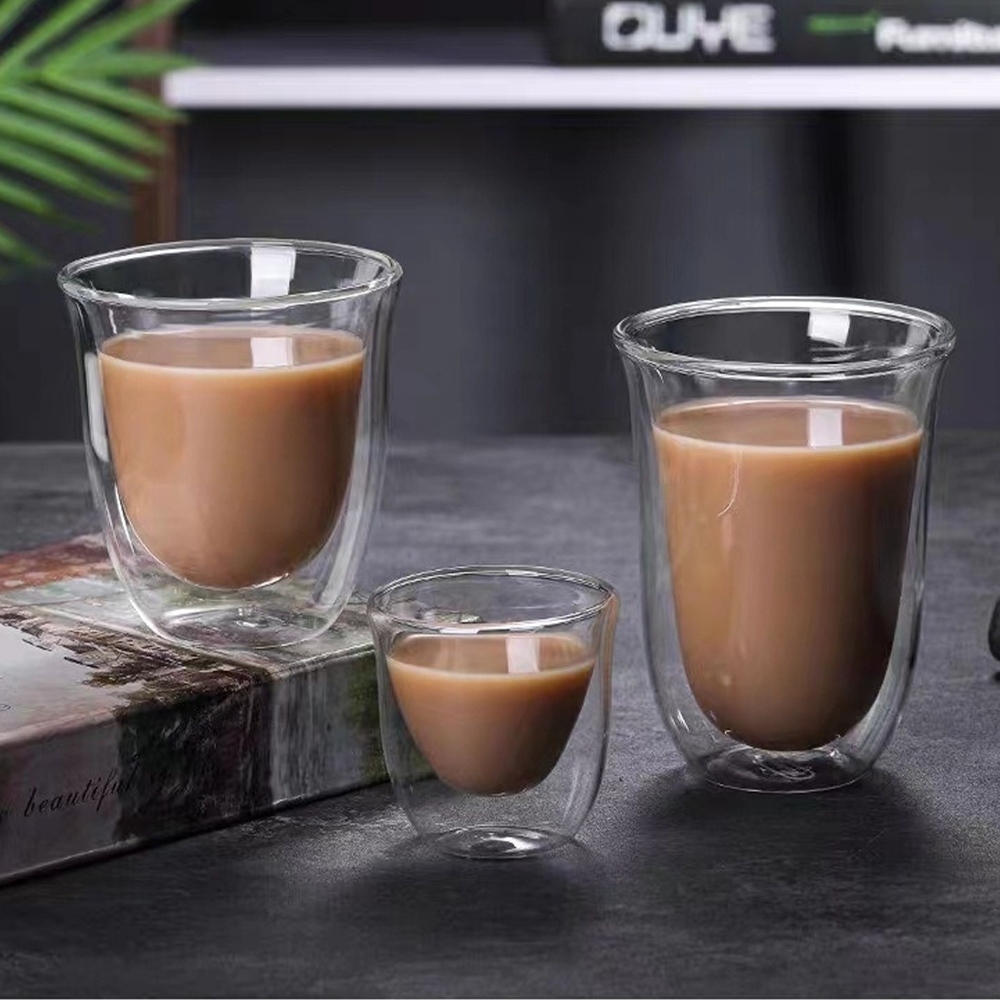 透明水杯 咖啡杯 耐高溫 水杯 杯子 雙層杯 玻璃杯 隔熱杯 208