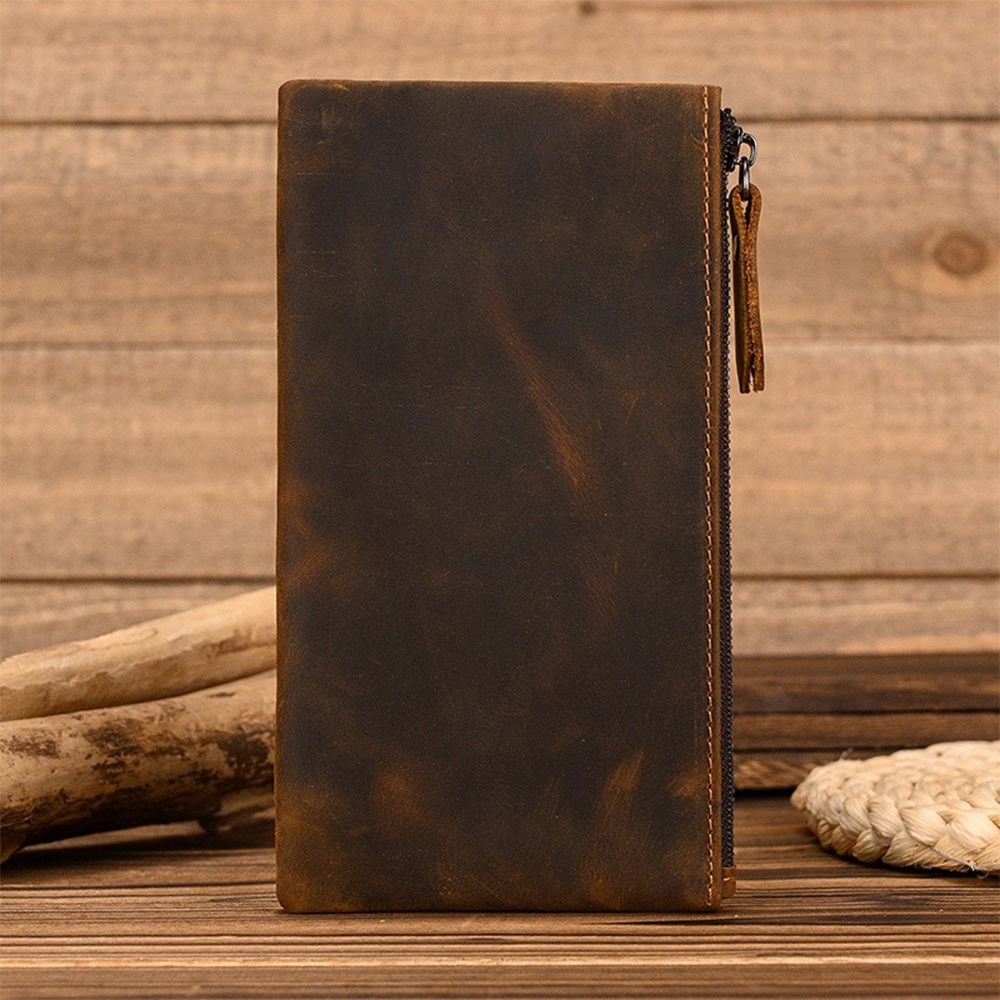 真皮錢包 男生錢包 皮夾 錢包 卡夾 長夾 手拿包 瘋馬皮 204