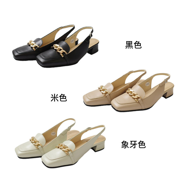 懷舊年代 日本製真皮方頭穆勒跟鞋【PO5993】